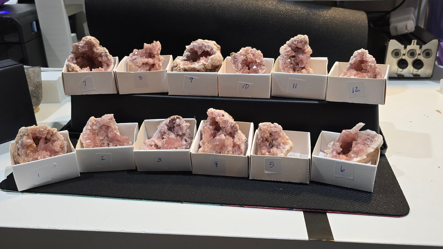 Pink Amethyst geode and plates from Argentina