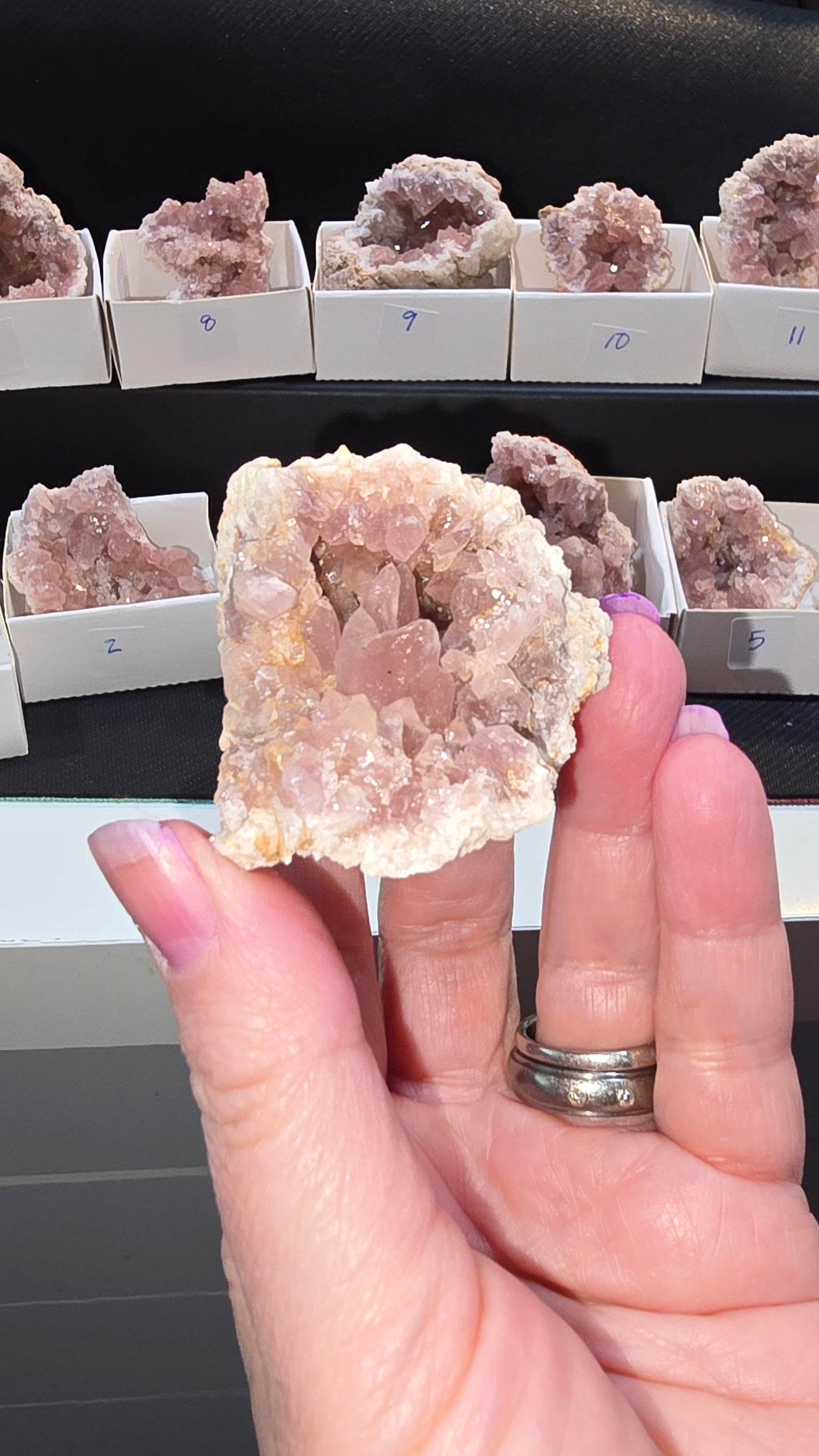 Pink Amethyst geode and plates from Argentina