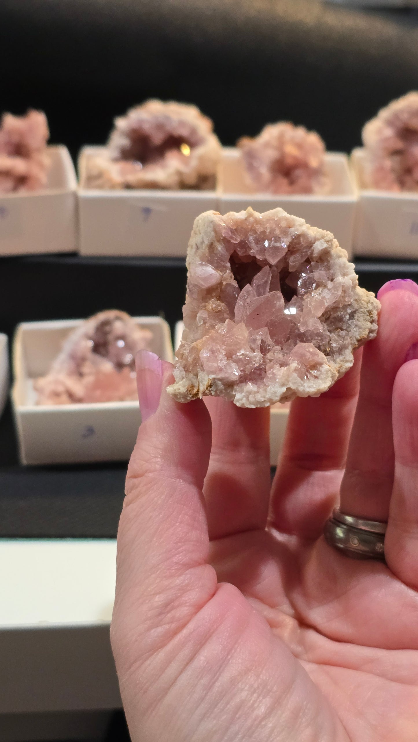 Pink Amethyst geode and plates from Argentina