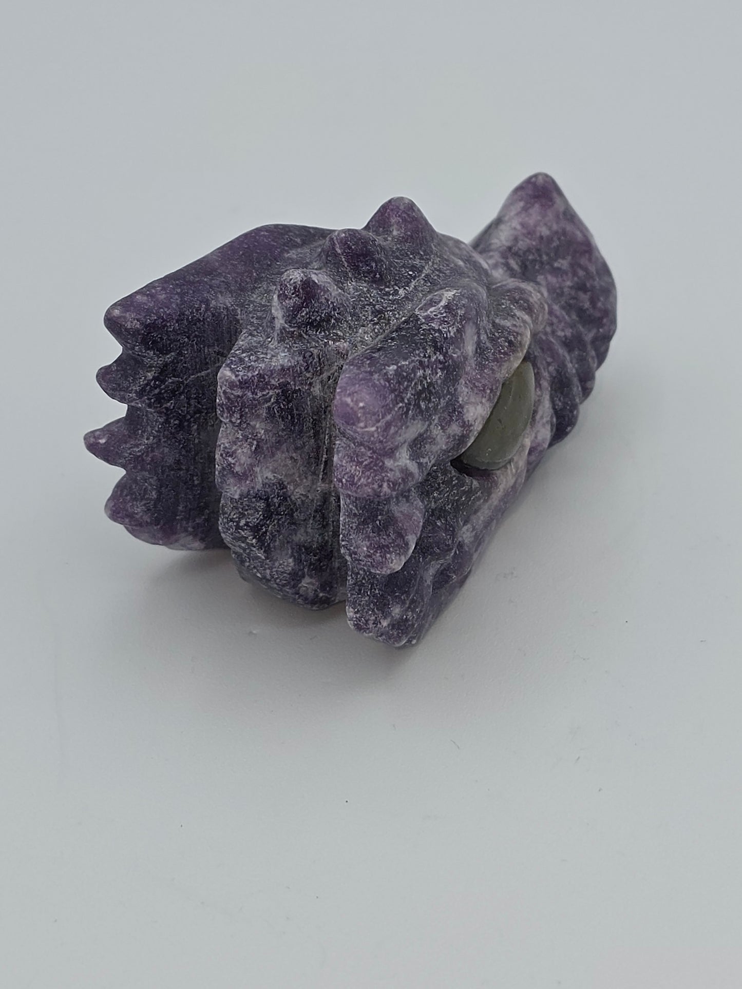Lepidolite Dragon Skull ( with Labradorite Eyes)
