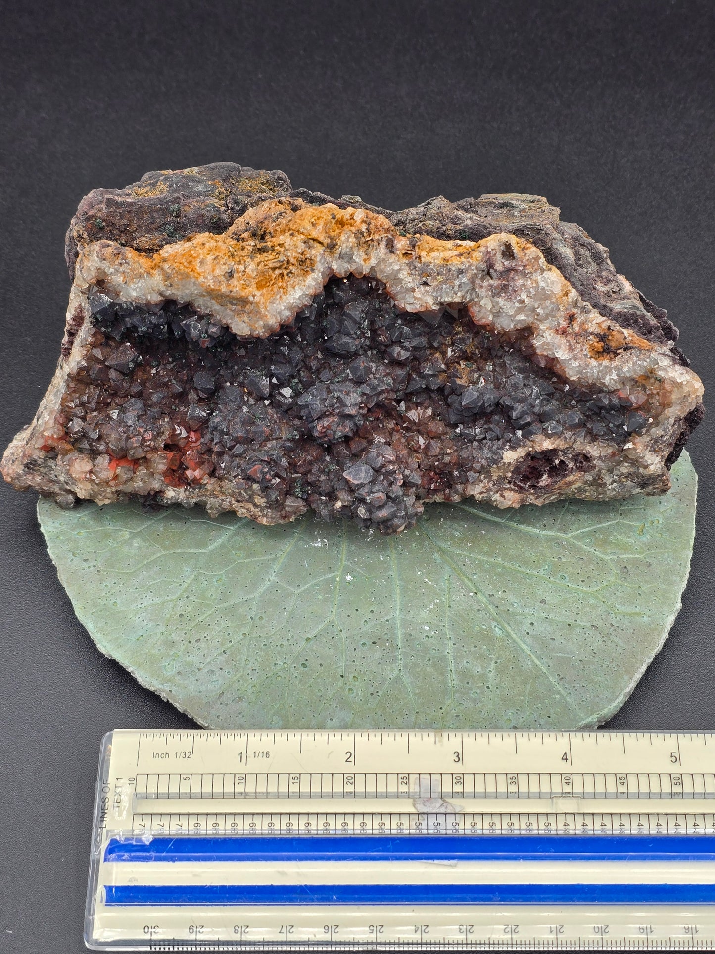 Specular Hematite on Hematite, quartz and Malachite