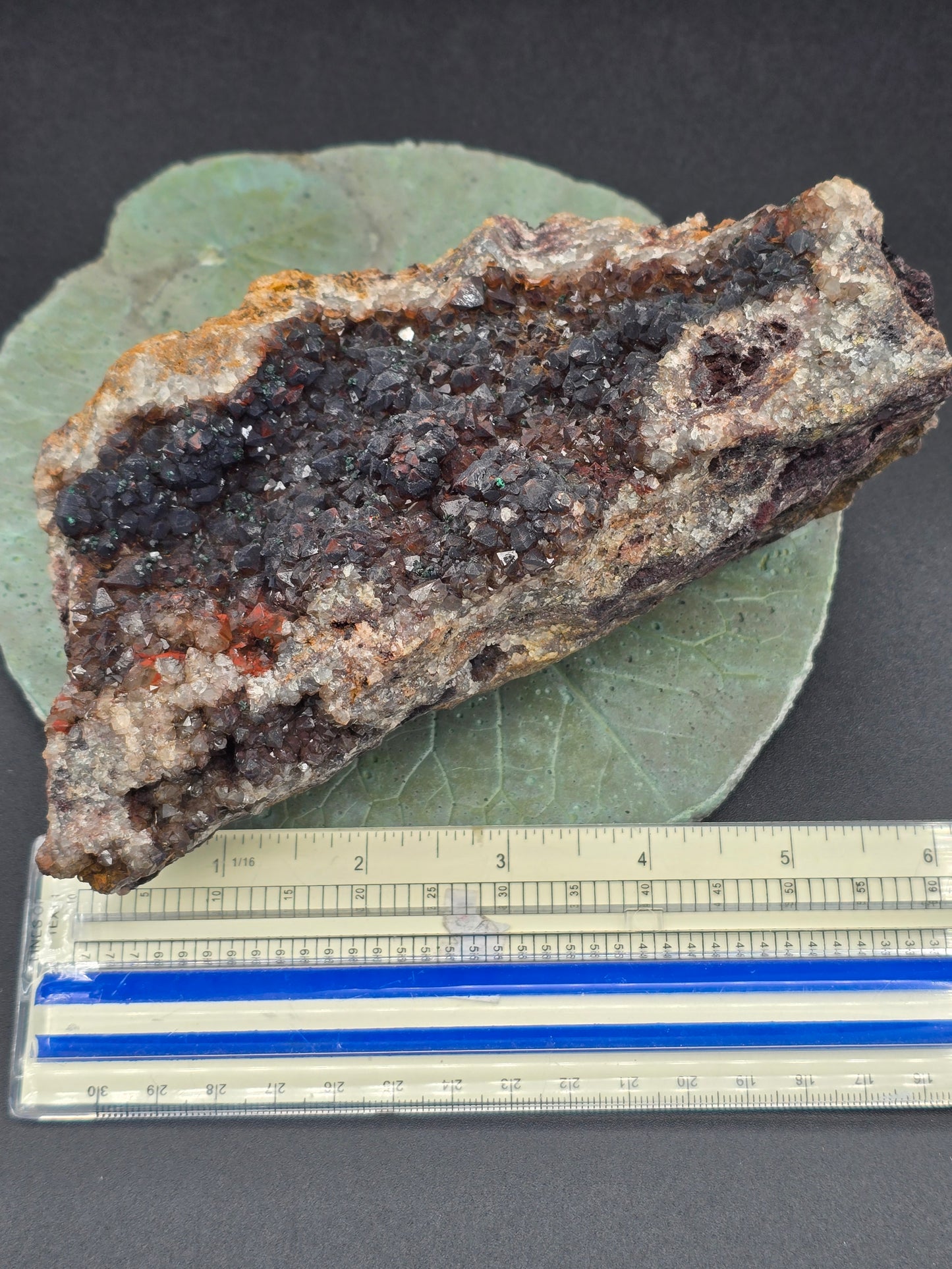 Specular Hematite on Hematite, quartz and Malachite