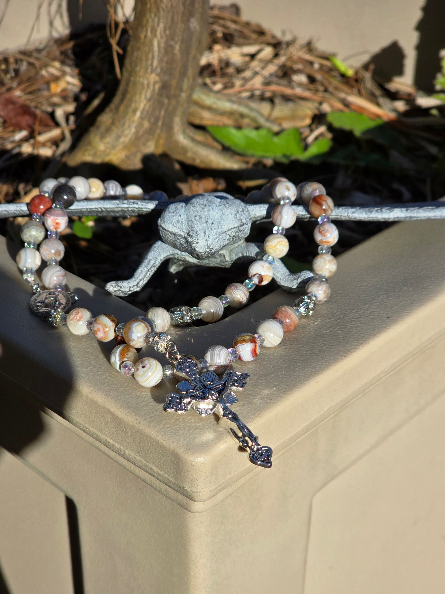 Laguna Lace Agate Rosary Beads