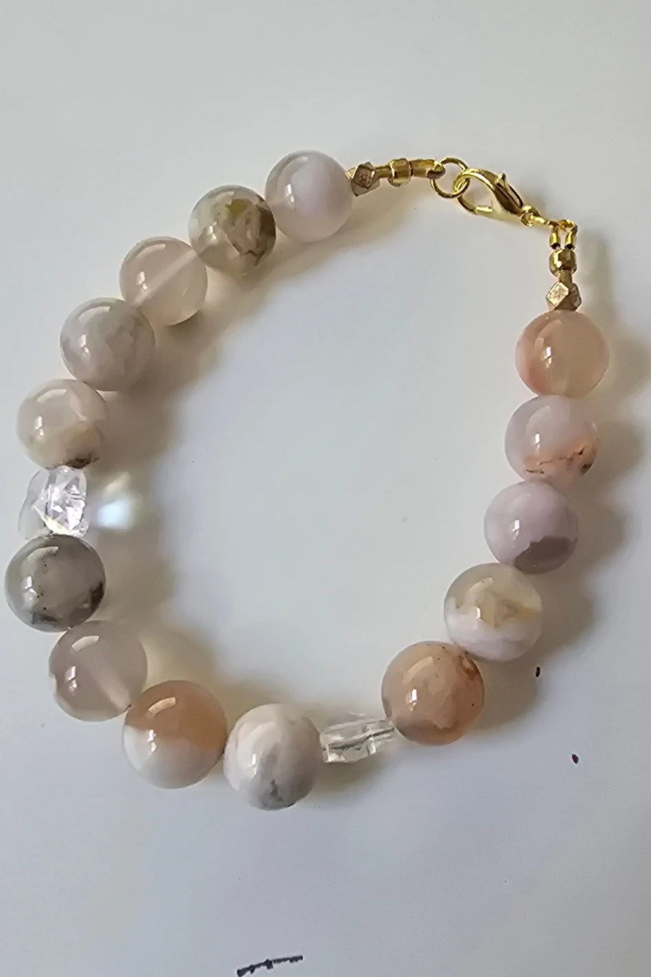 Flower Agate 10mm Wired Beaded Bracelet specimen