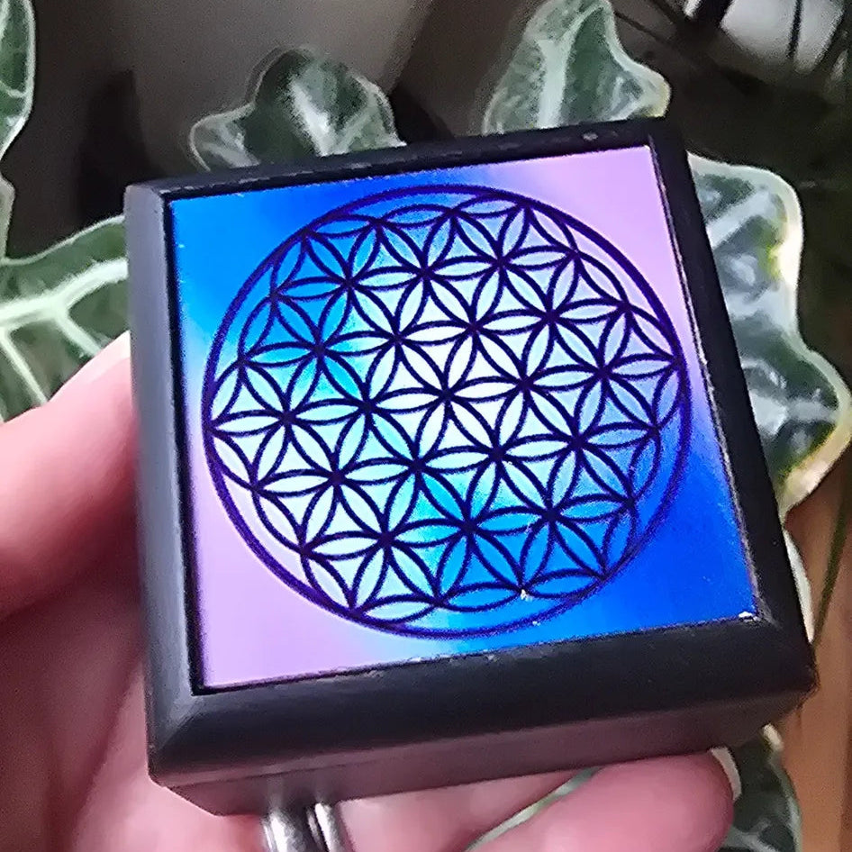 Flower of Life Velvet Lined Wooden Trinket Box specimen - Genuine Natu