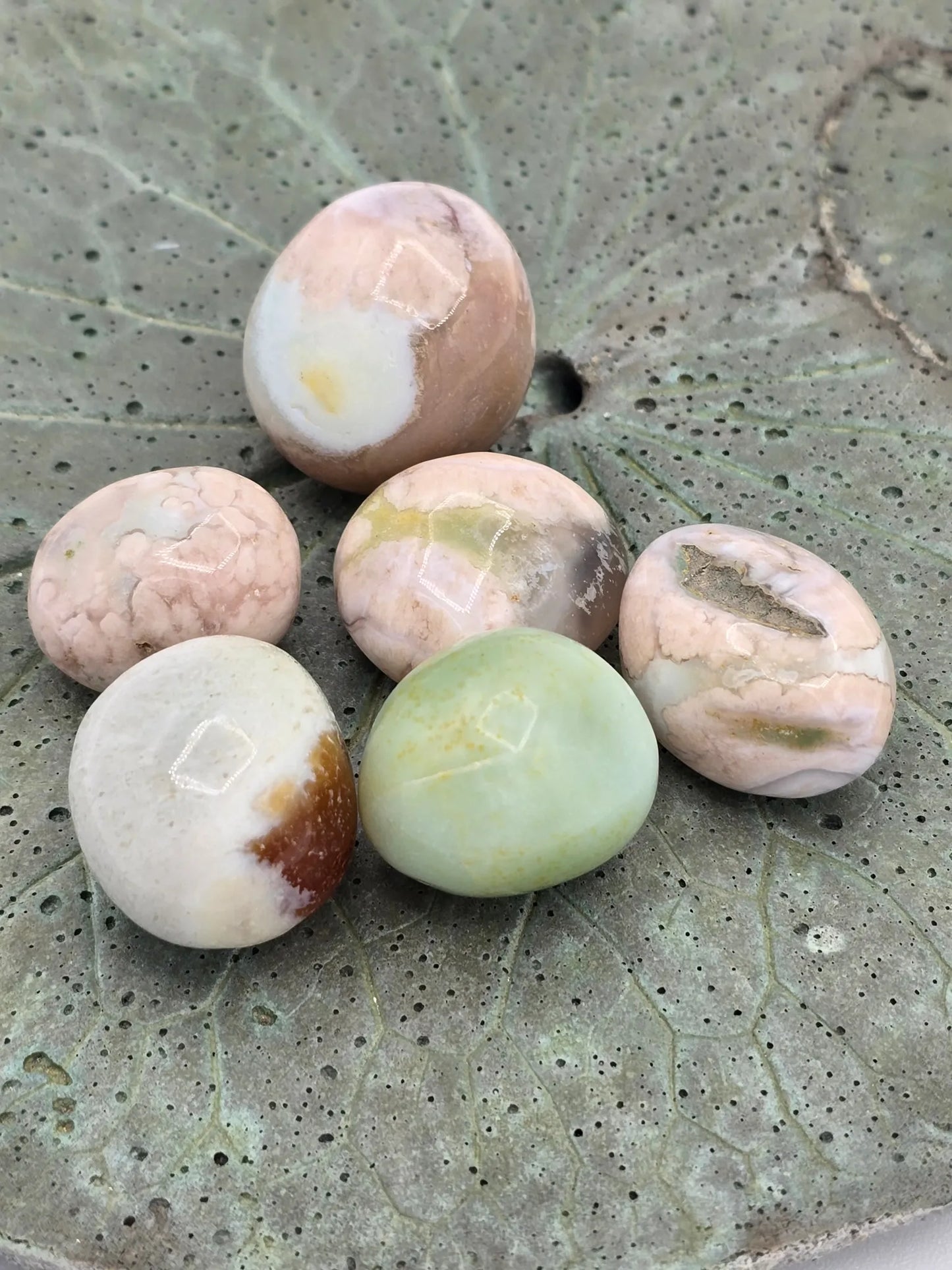 Green Flower Agate Tumble Agate tumble stone - Genuine