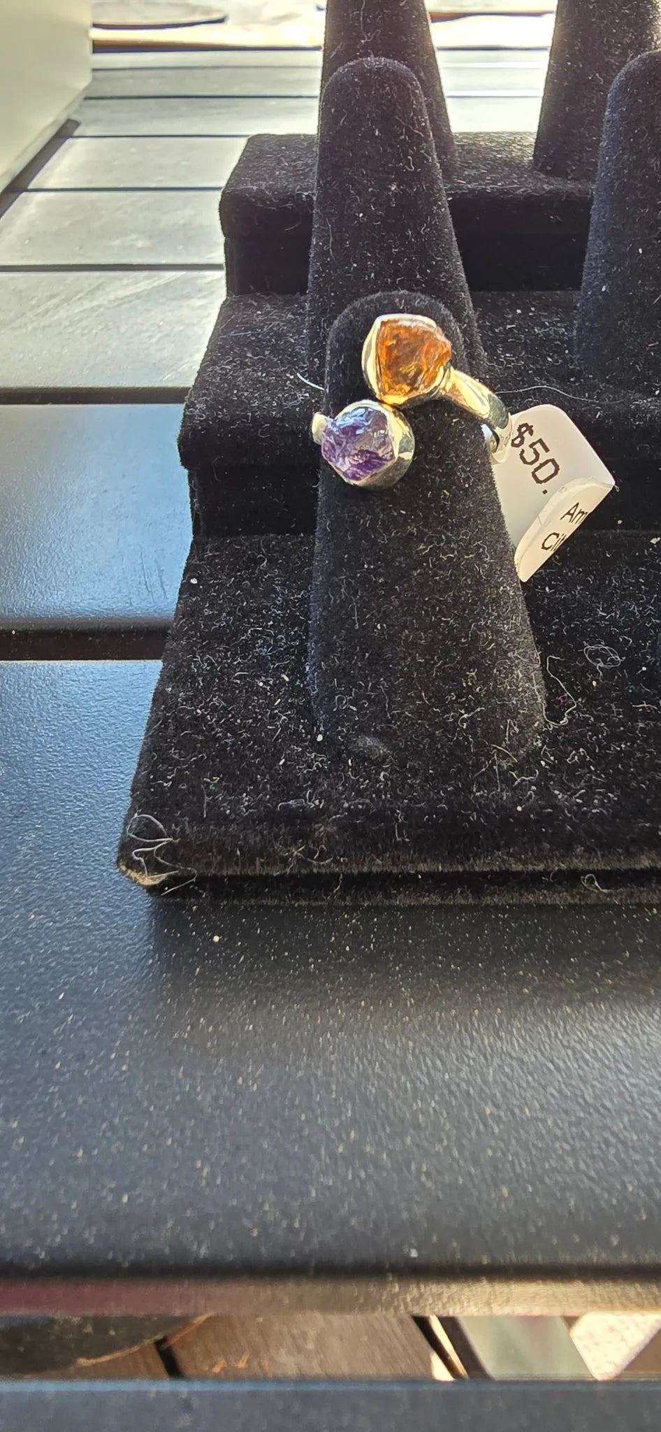 Amethyst and Citrine Adjustable ring specimen