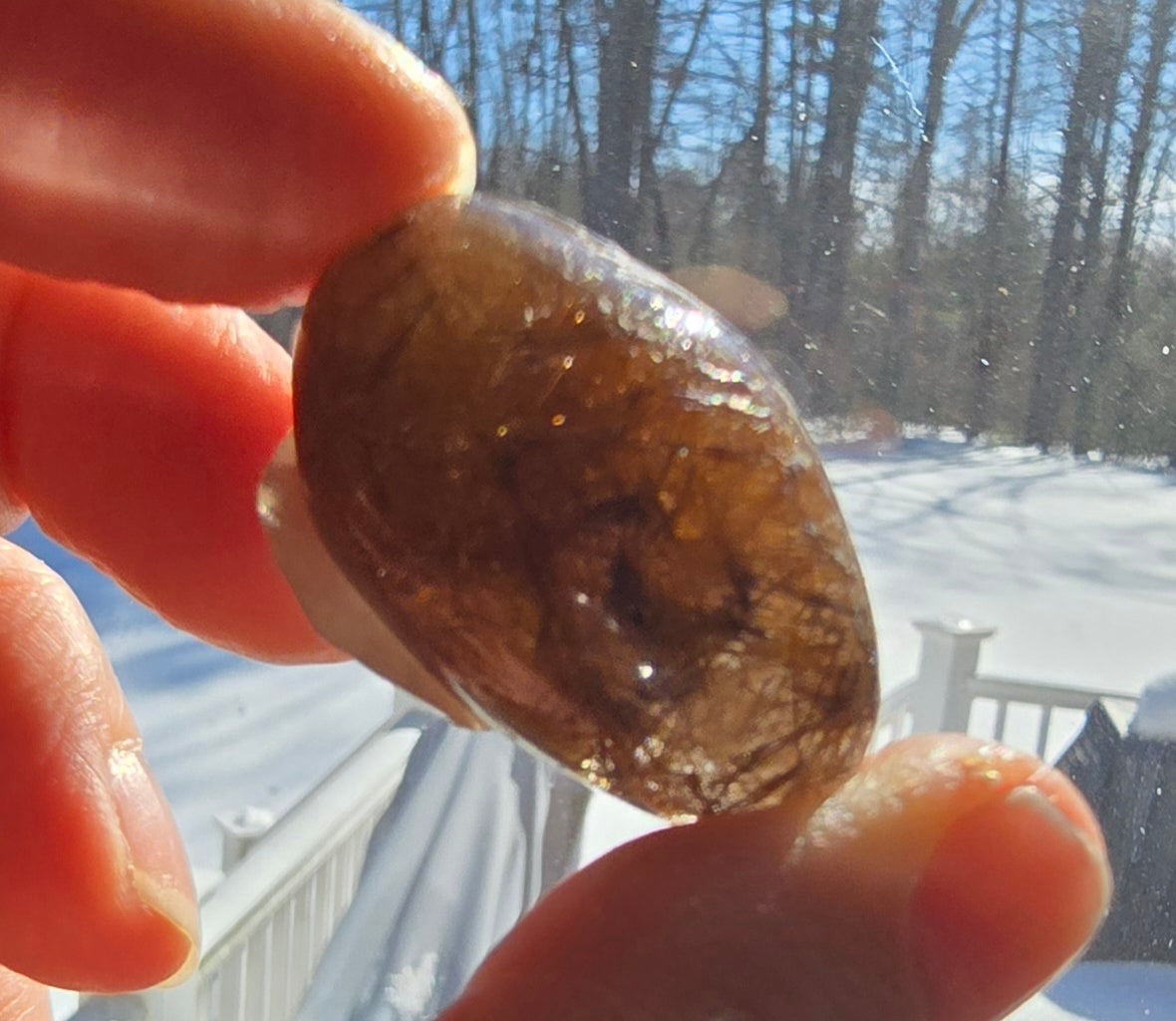 Copper Rutilated Quartz Lens – Genuine Rutile Quartz