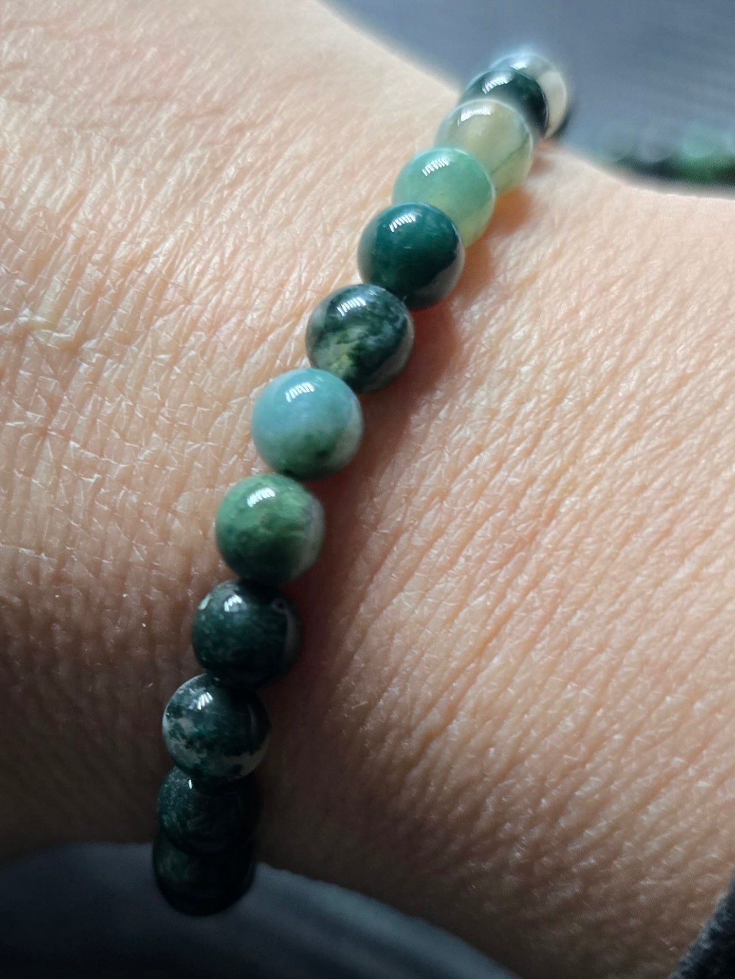 Moss Agate 6mm Beaded Bracelets – Natural Stone Jewelry