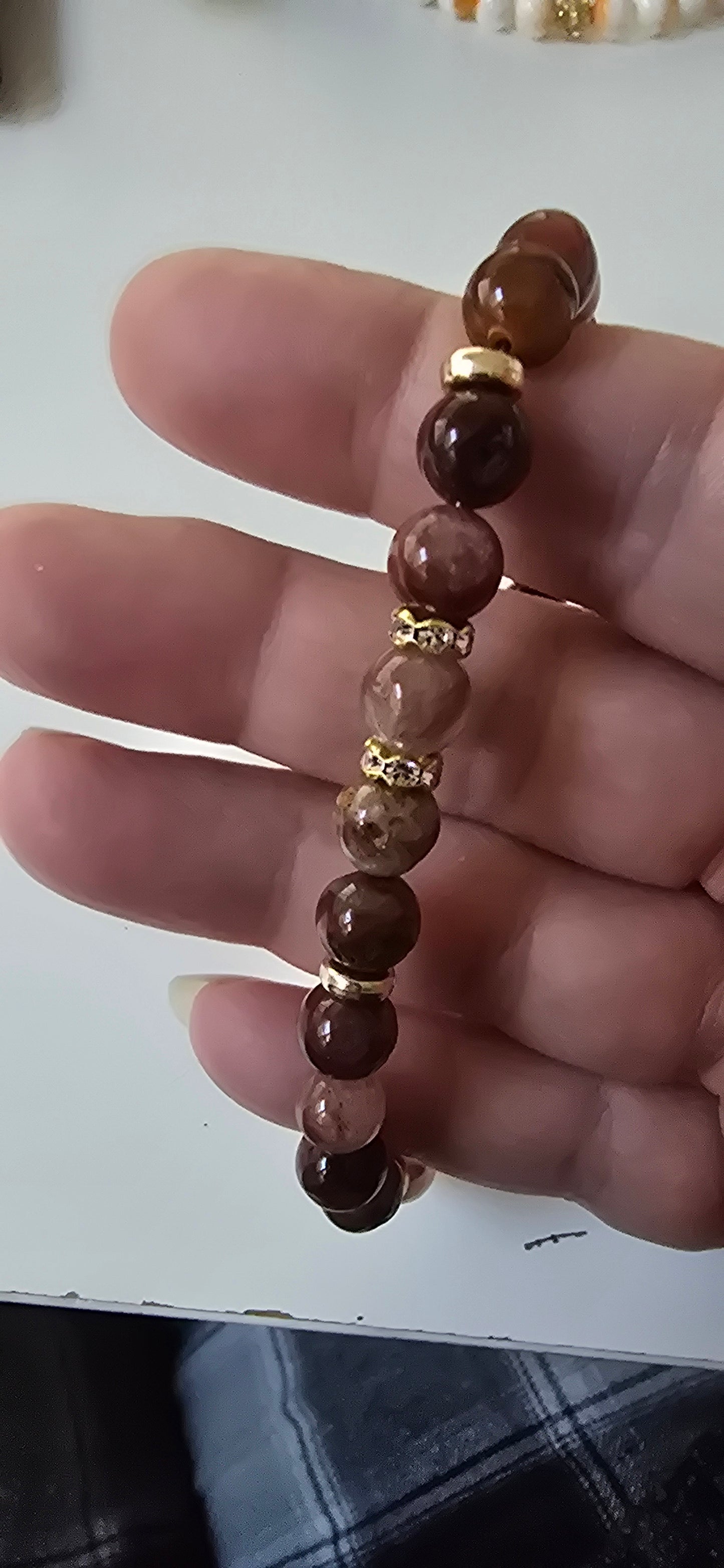 Lodilite ( garden quartz) 6mm Beaded Bracelet