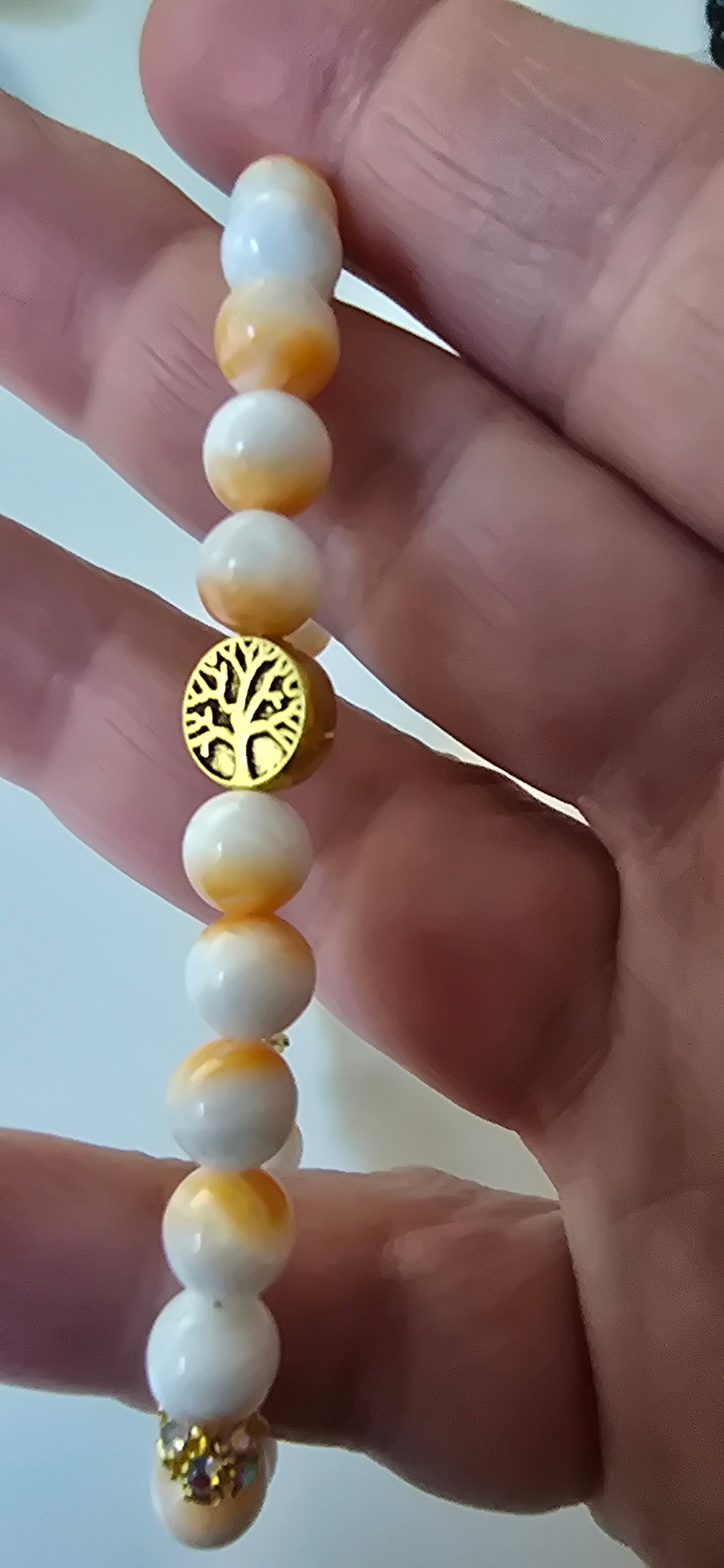 Spiny orange oyster shell 6mm Beaded Bracelet