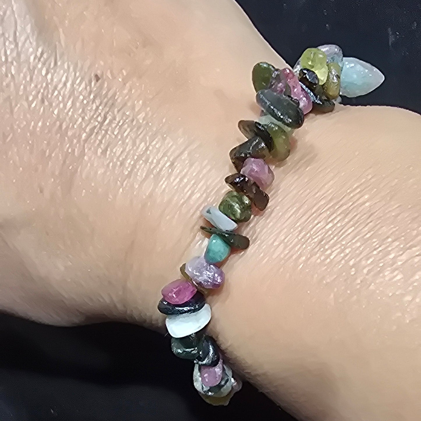 Watermelon Tourmaline Chip Bracelet – Natural Stone Jewelry