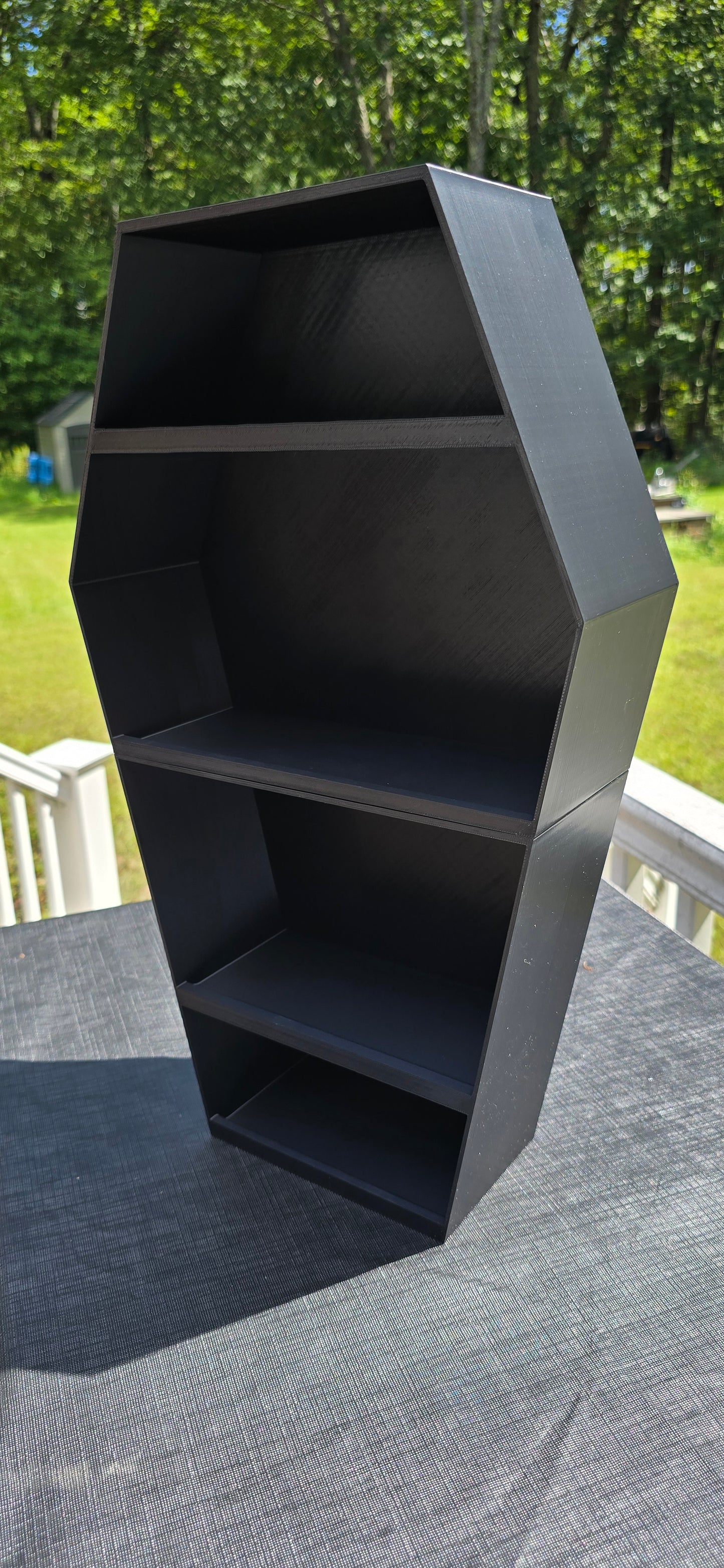 3D printed coffin shaped shelf