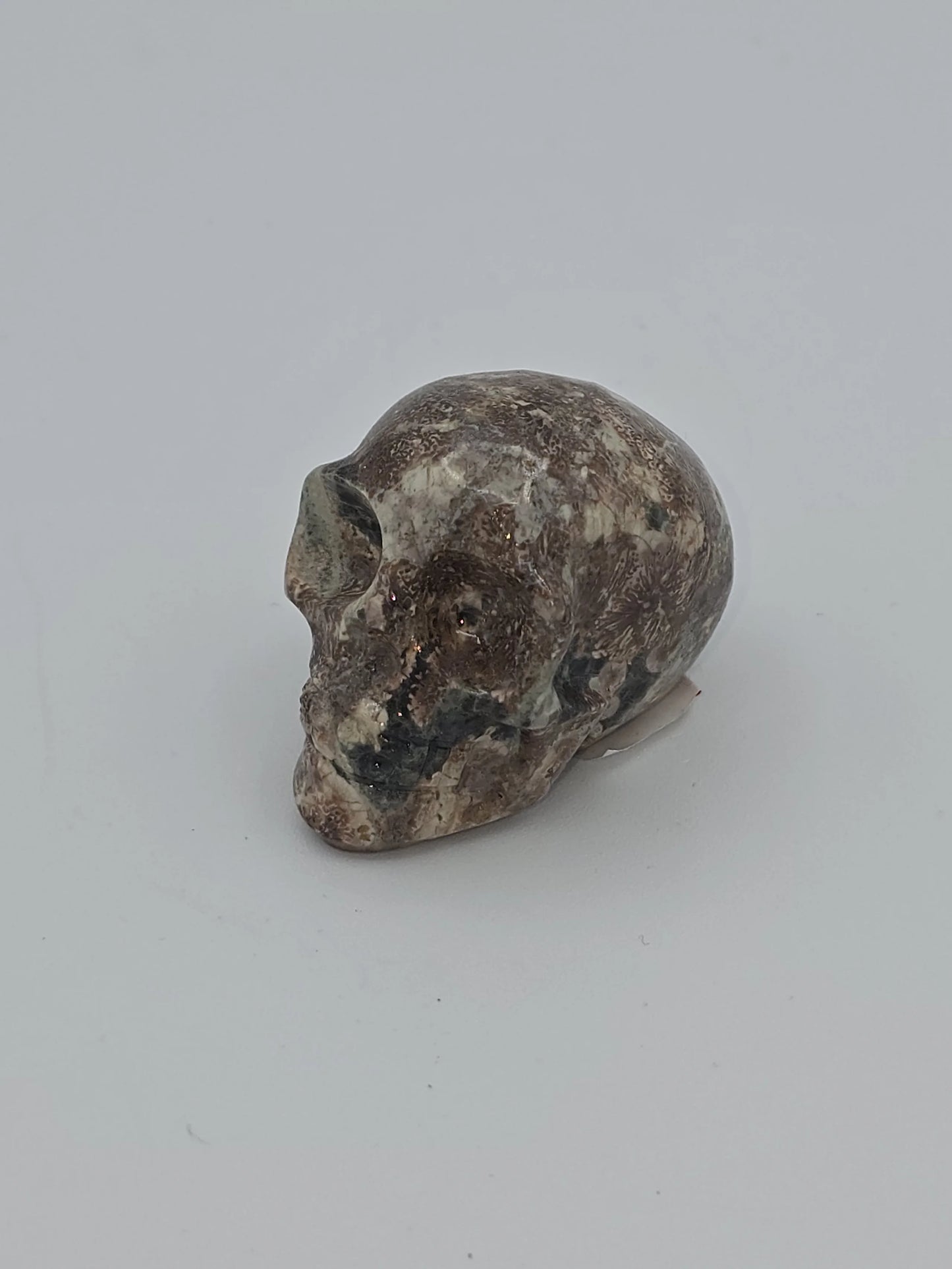 Green Flower Jasper Skull carving