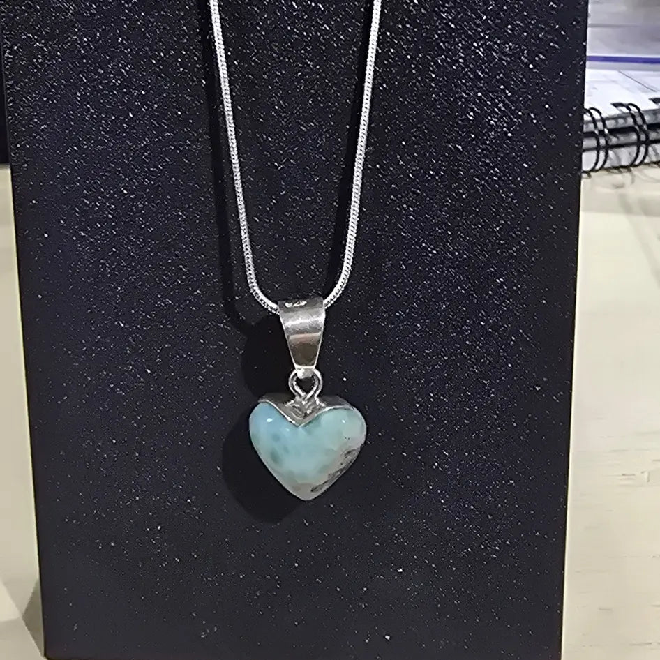 Larimar Heart Pendant carving