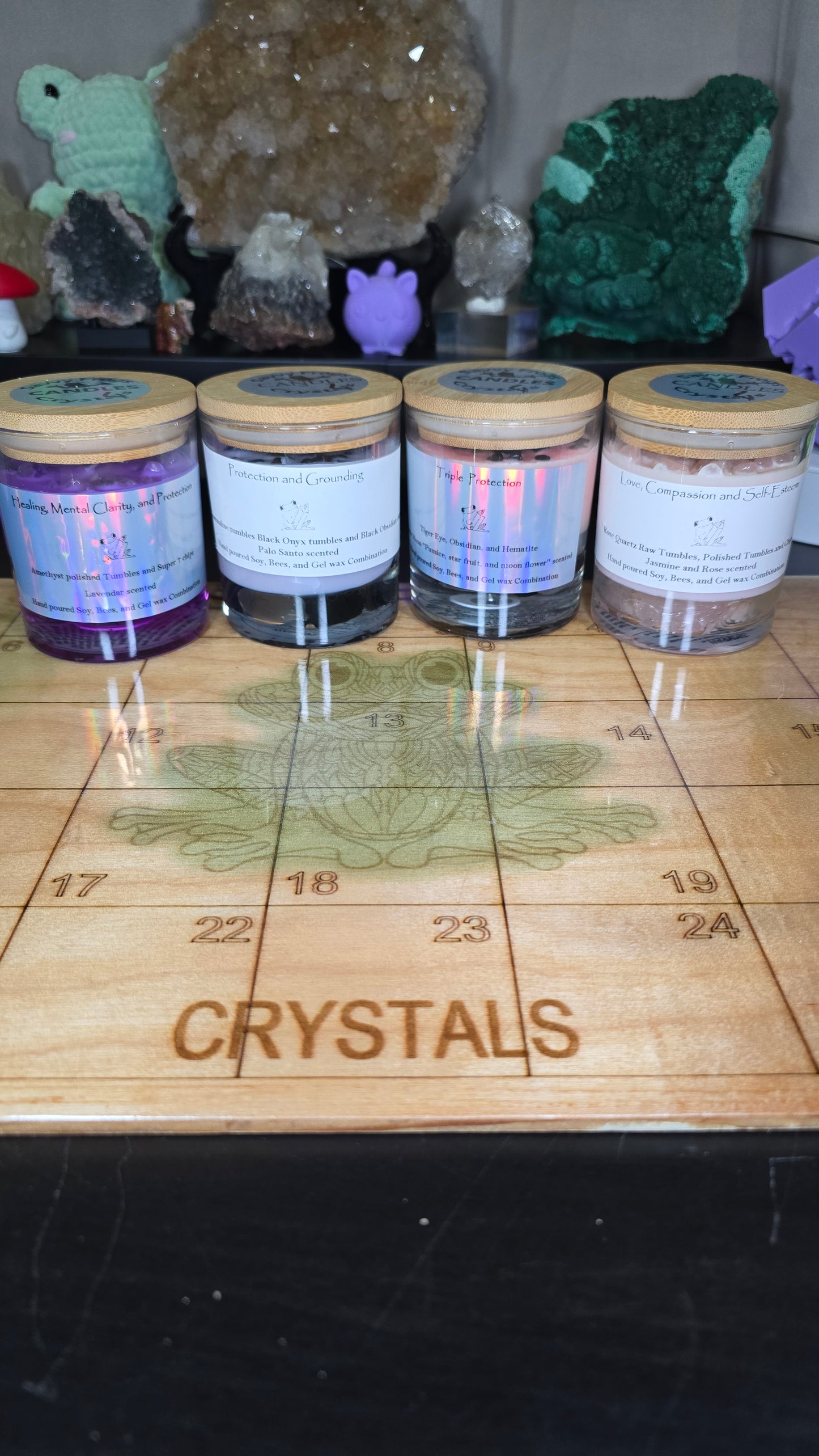 Hand Poured Glass Jar Crystal Candles