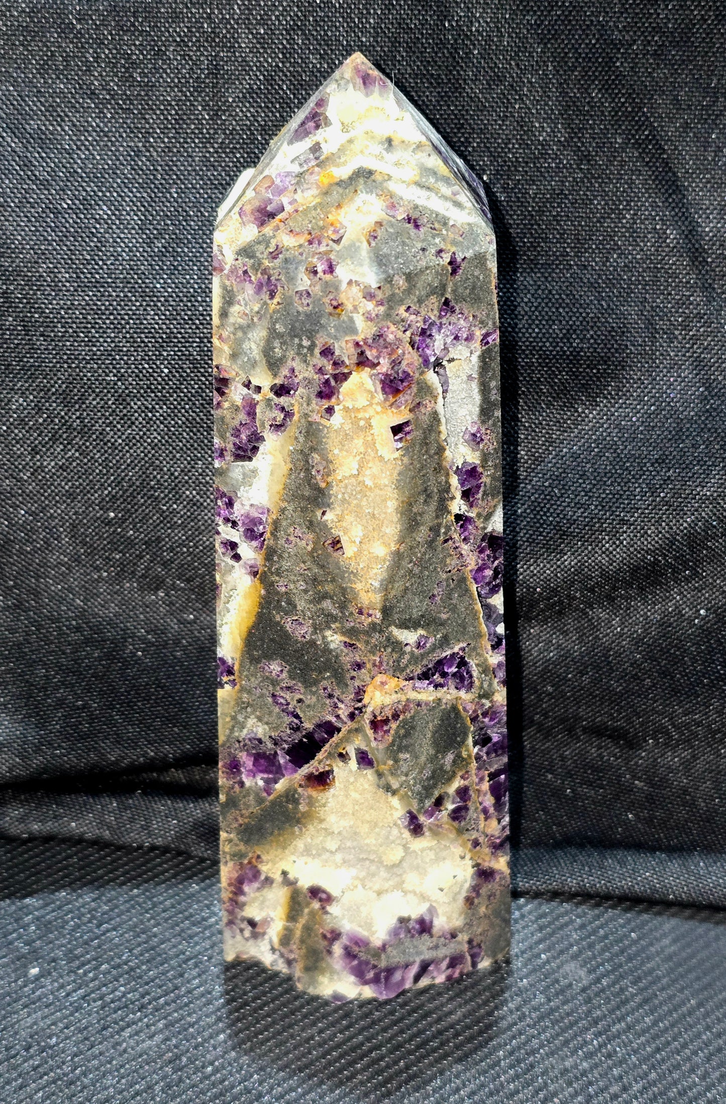 Sphalerite with Purple Fluorite  Tower