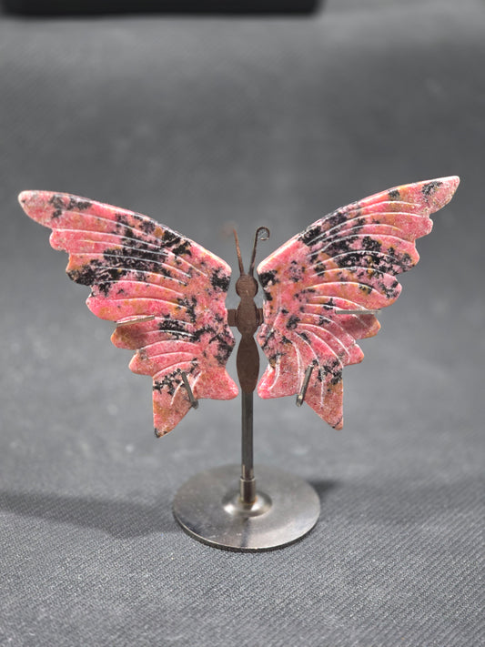 Rhodonite Butterfly wings with stand