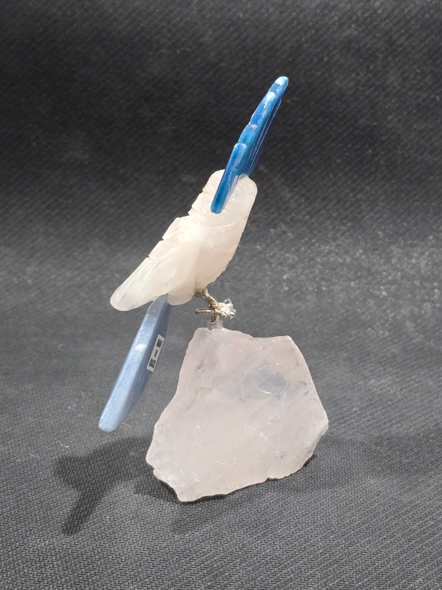 Hand Carved Rose Quartz Parrots on raw stones