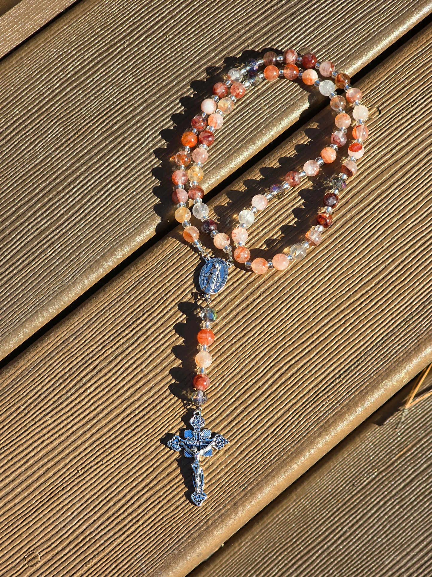 Hematoid Quartz Rosary Beads