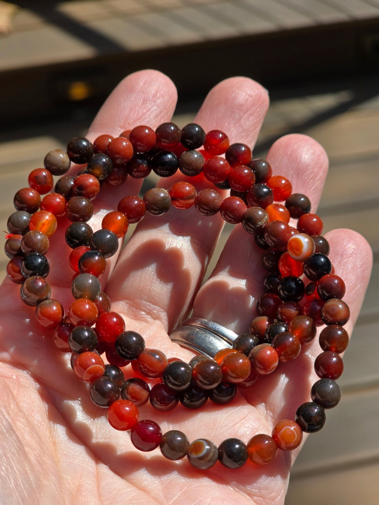 Red and Black Agate Bracelets