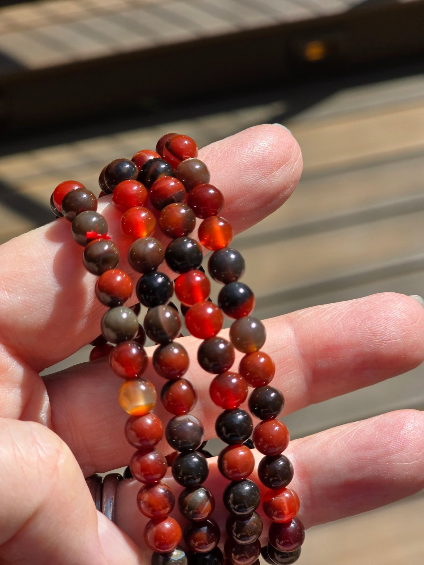 Red and Black Agate Bracelets