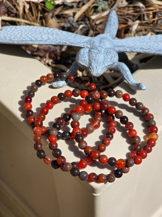 Red and Black Agate Bracelets