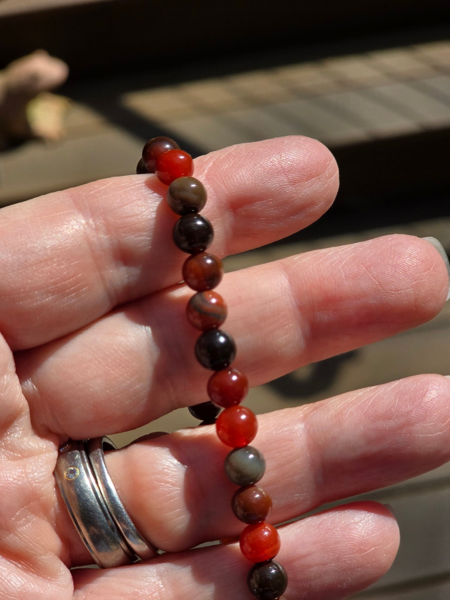 Red and Black Agate Bracelets