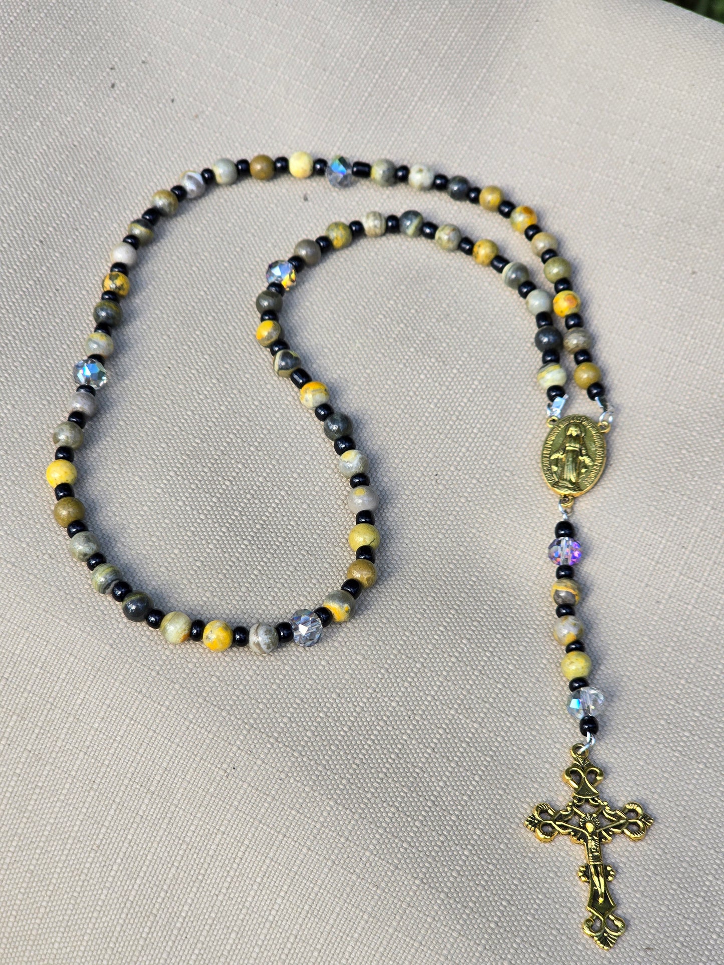 Bumblebee Jasper Rosary Beads