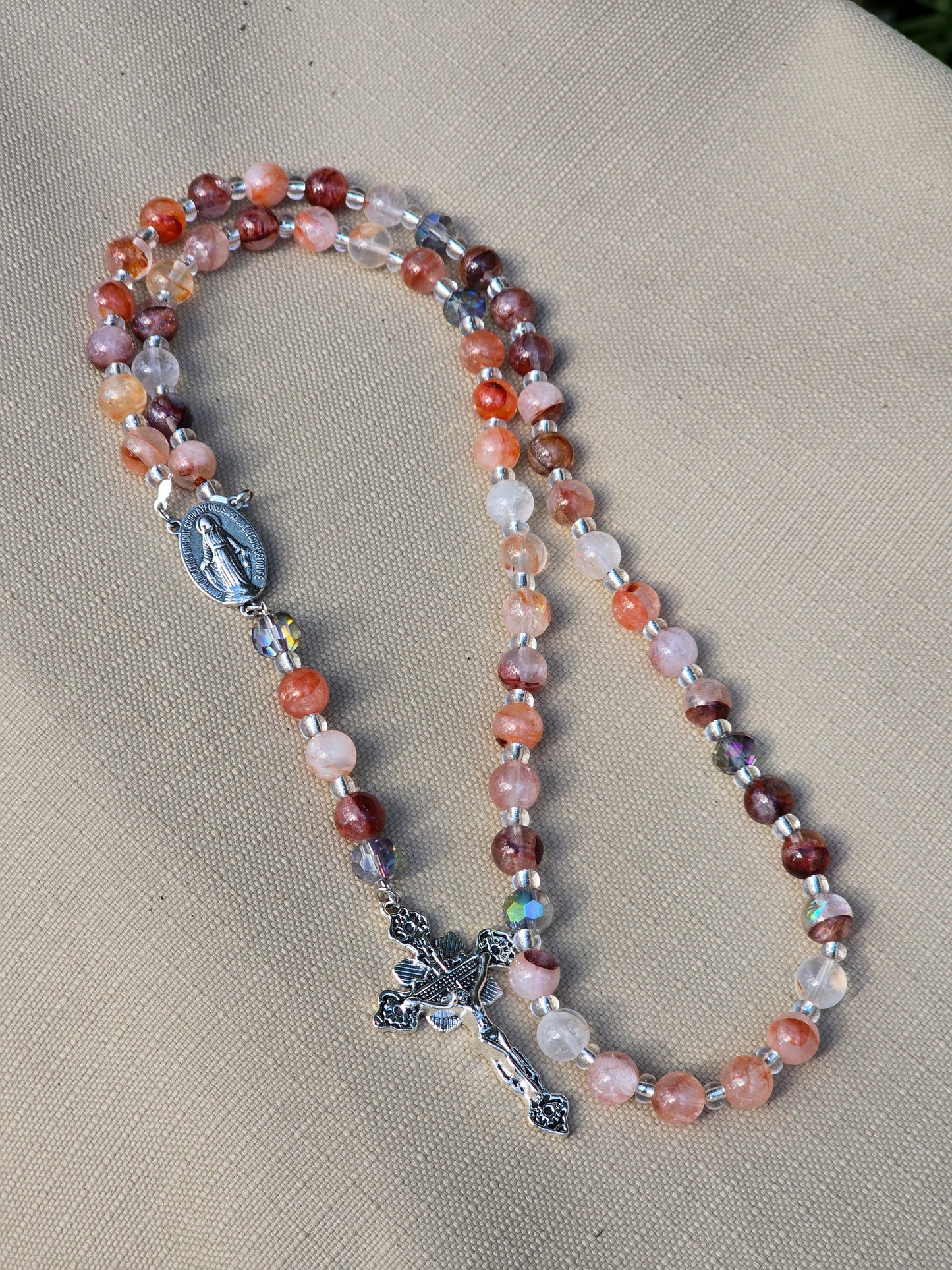 Hematoid Quartz Rosary Beads