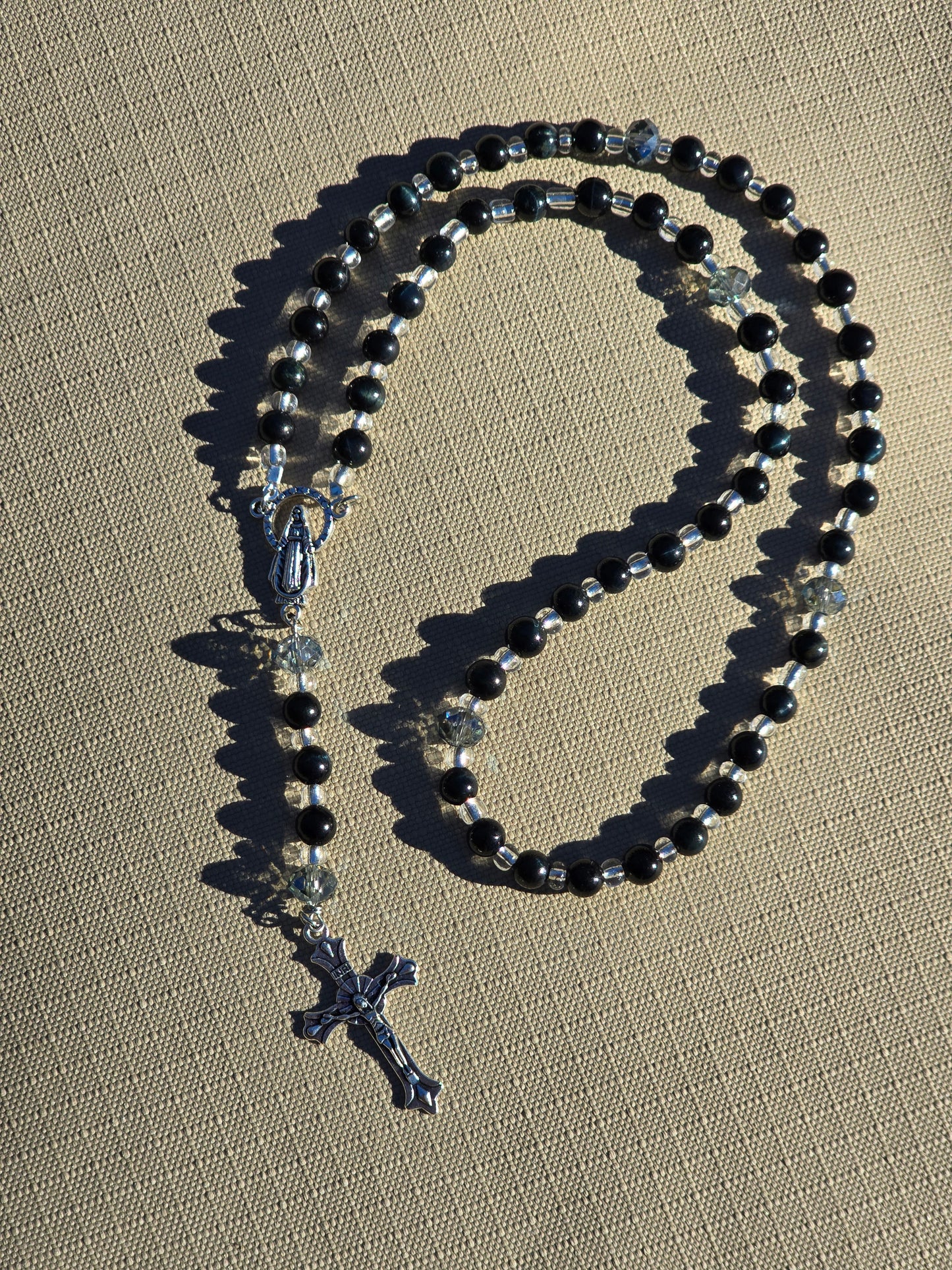 Blue Tiger Eye Rosary Beads