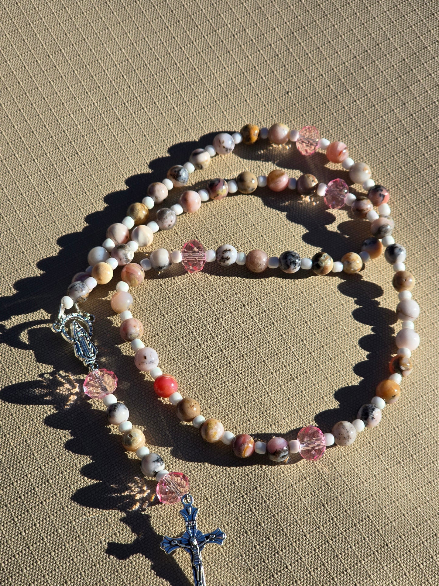 Pink Opal Rosary beads