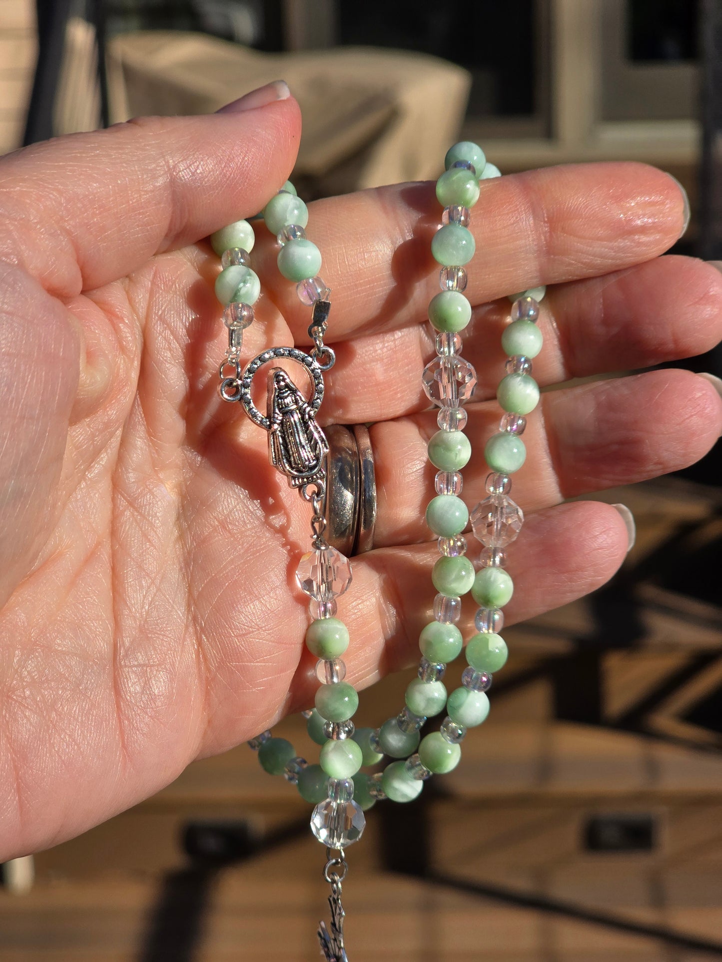 Green Pectolite Rosary Beads