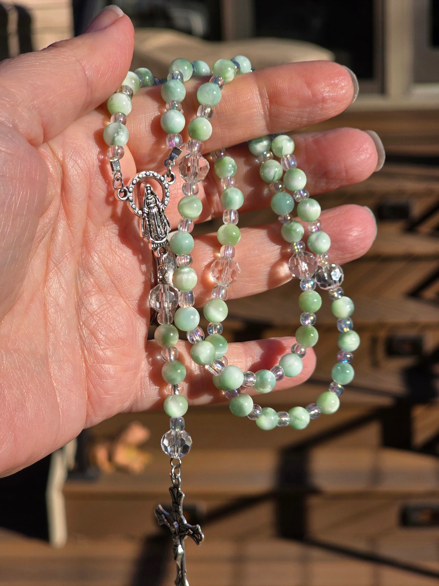 Green Pectolite Rosary Beads