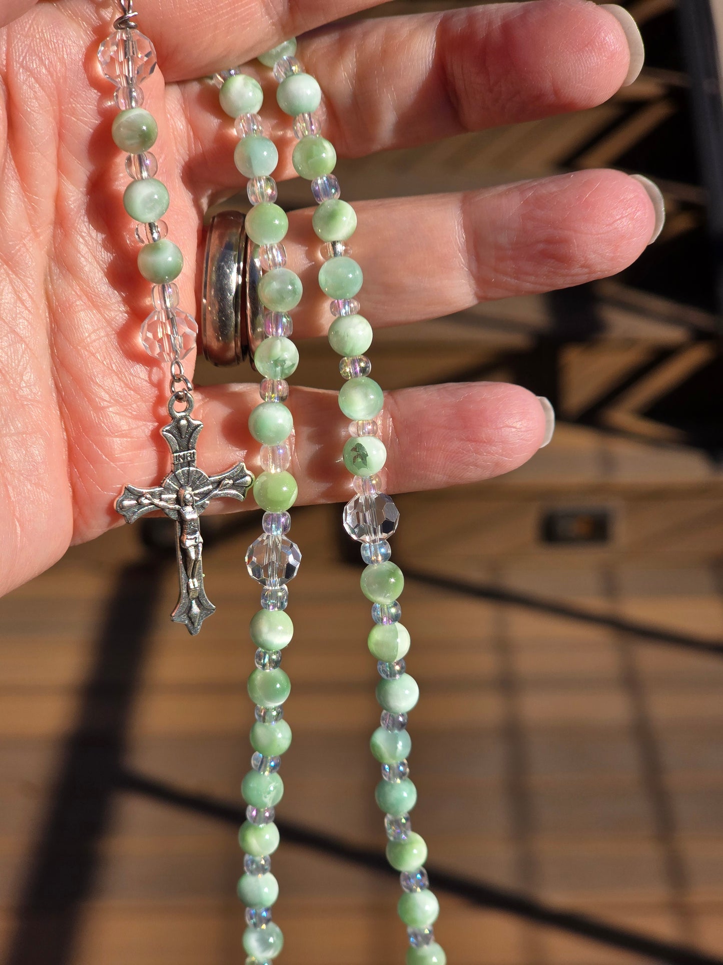 Green Pectolite Rosary Beads