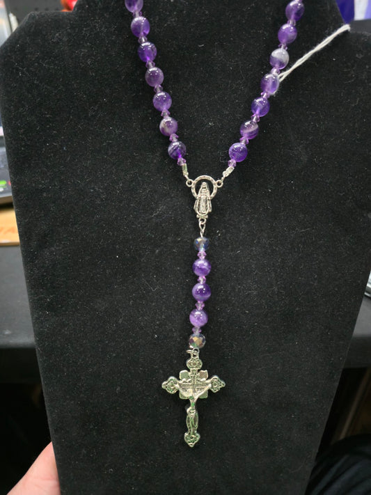 Chevron 8mm Amethyst Rosary Beads