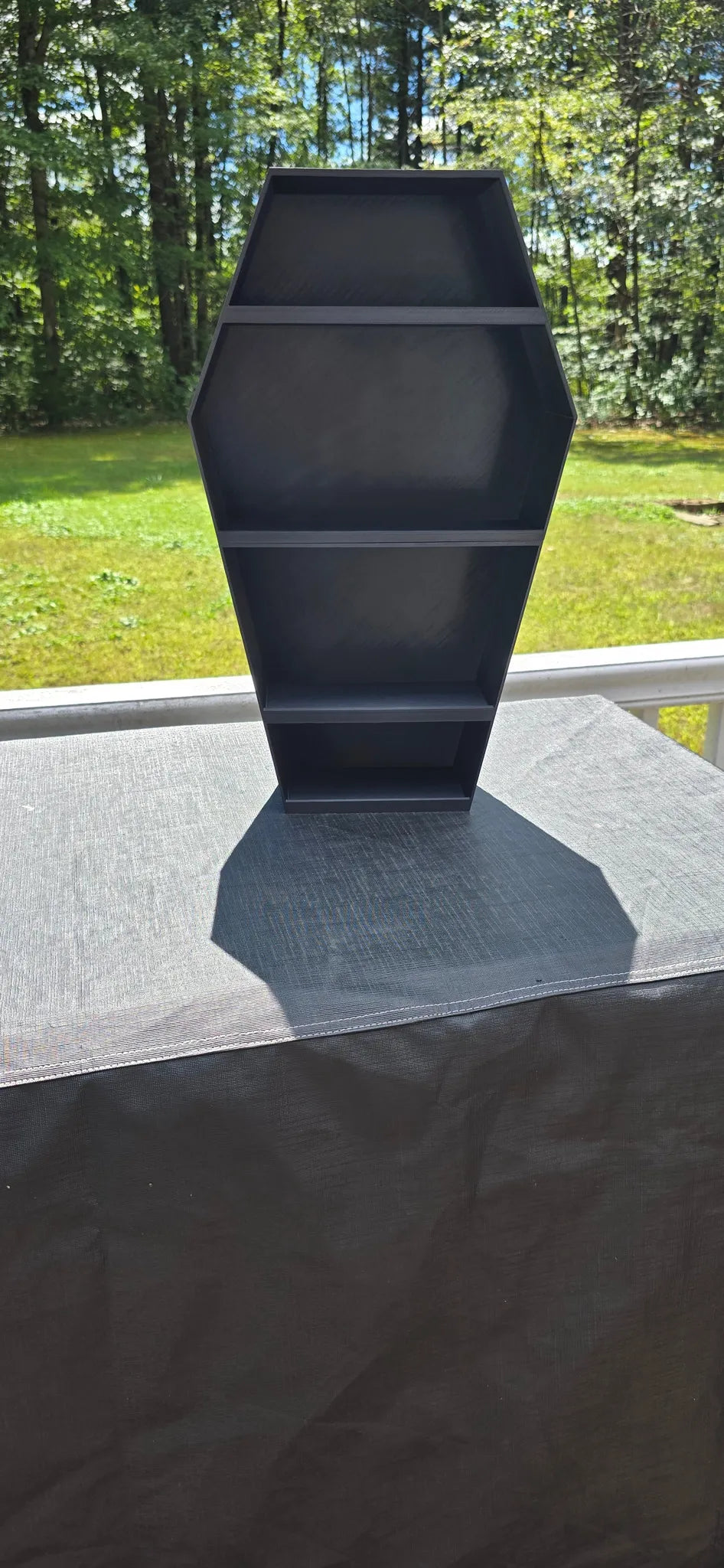 Black Coffin-Shaped Shelf - 3D Printed Display Shelf