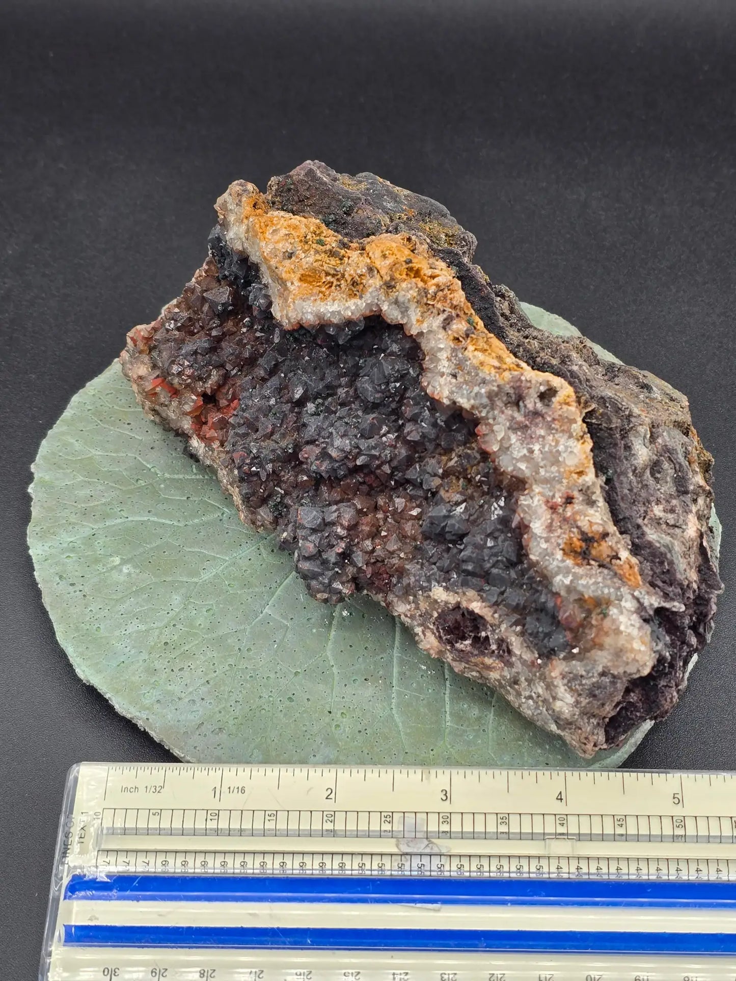 Specular Hematite on Hematite, quartz and Malachite specimen - Genuine