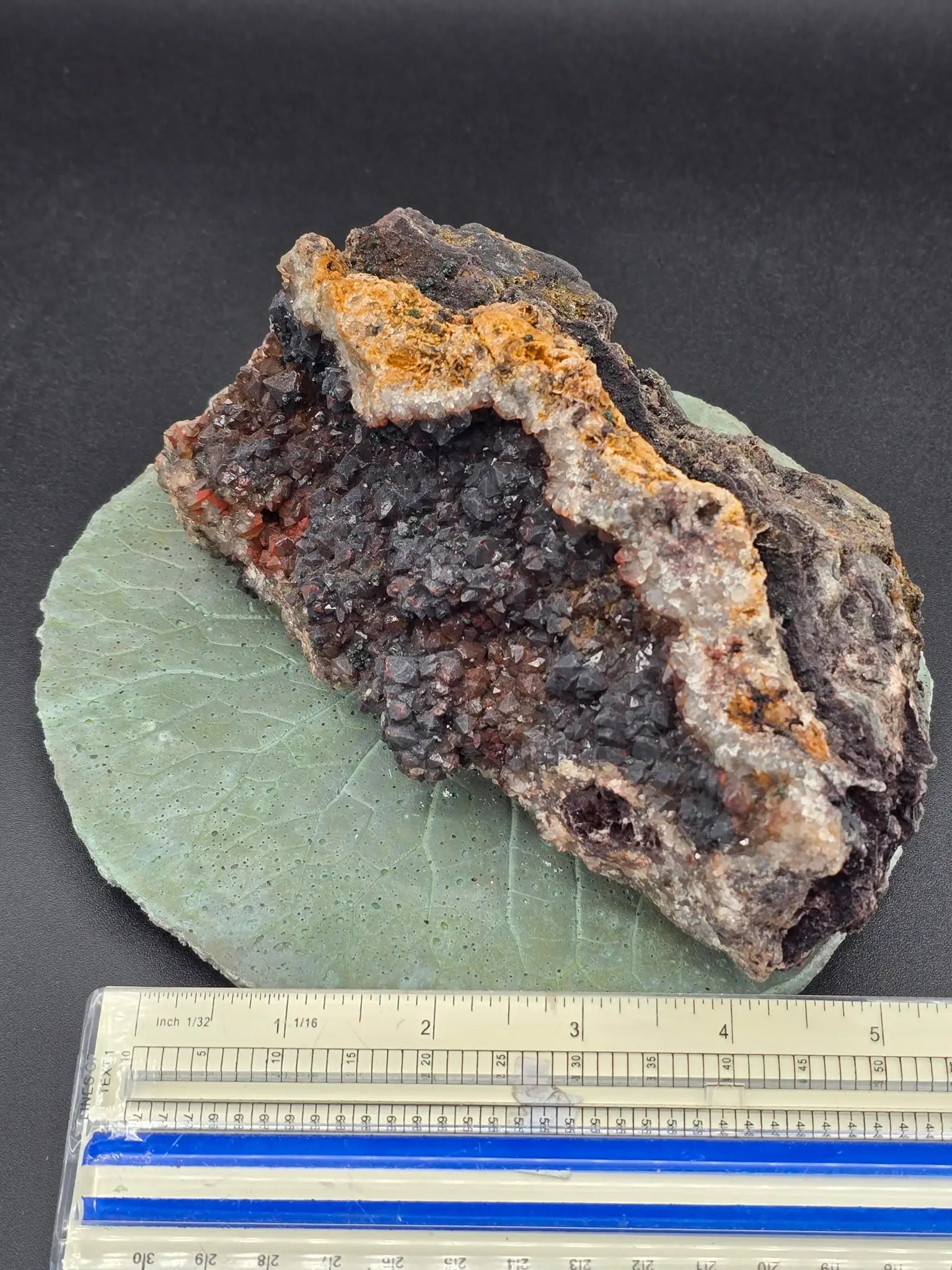 Specular Hematite on Hematite, quartz and Malachite specimen - Genuine