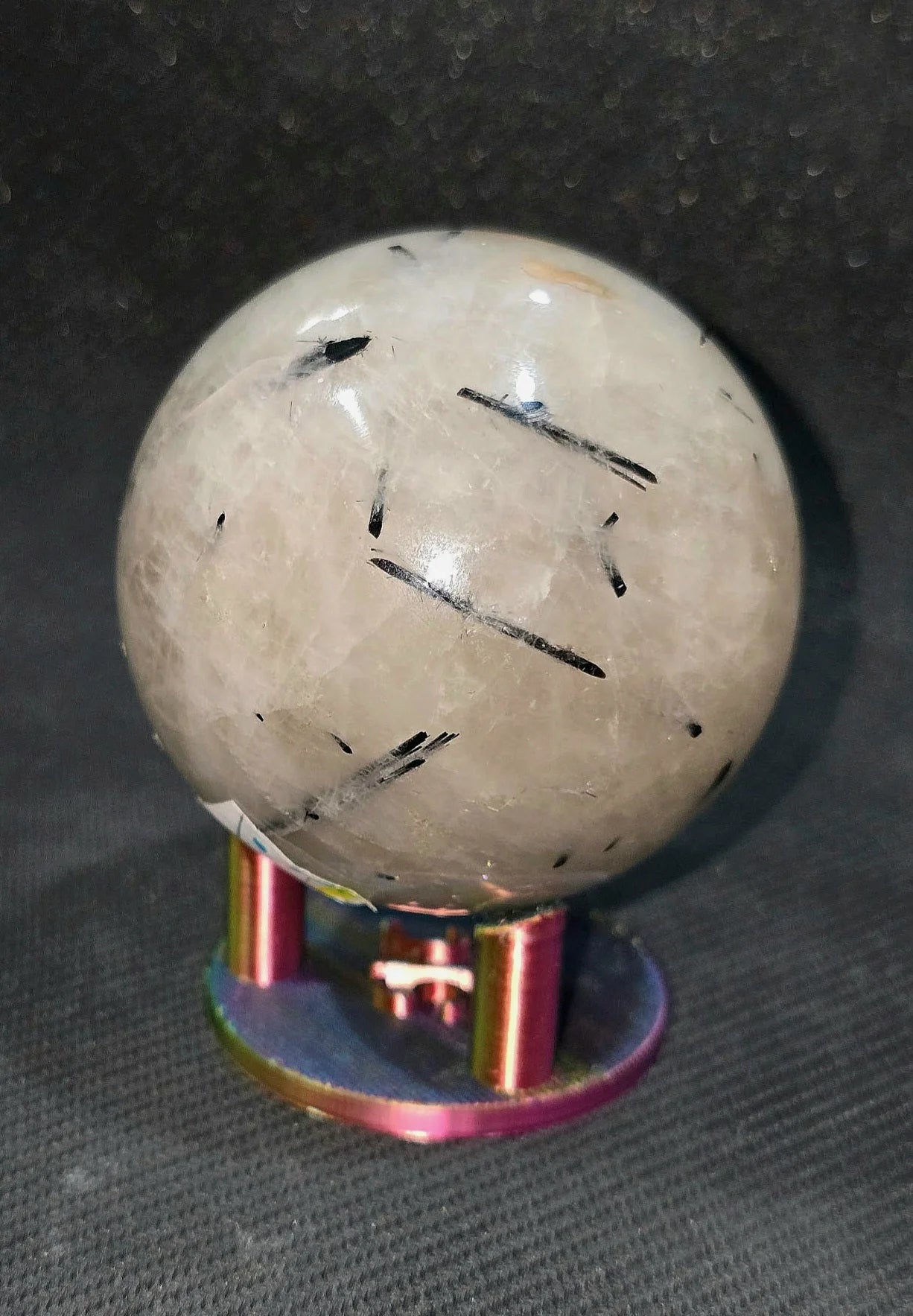 Natural Tourmalinated Quartz sphere