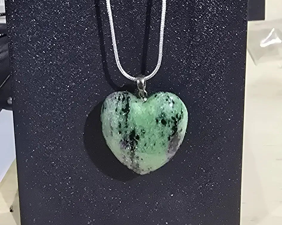 Ruby Zoisite Heart Pendant carving