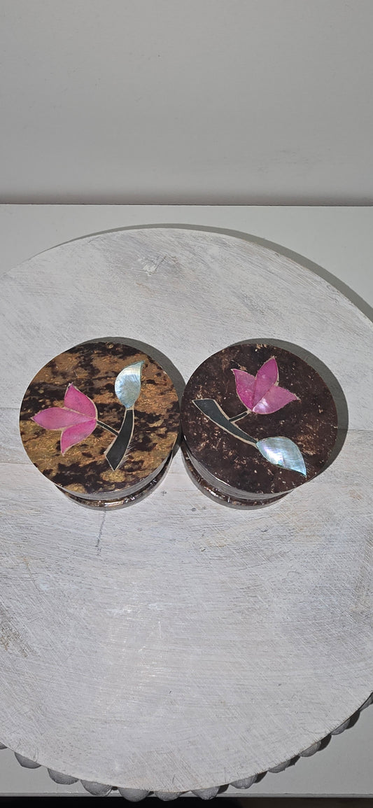 Small Round Soap Stone Trinket Boxes