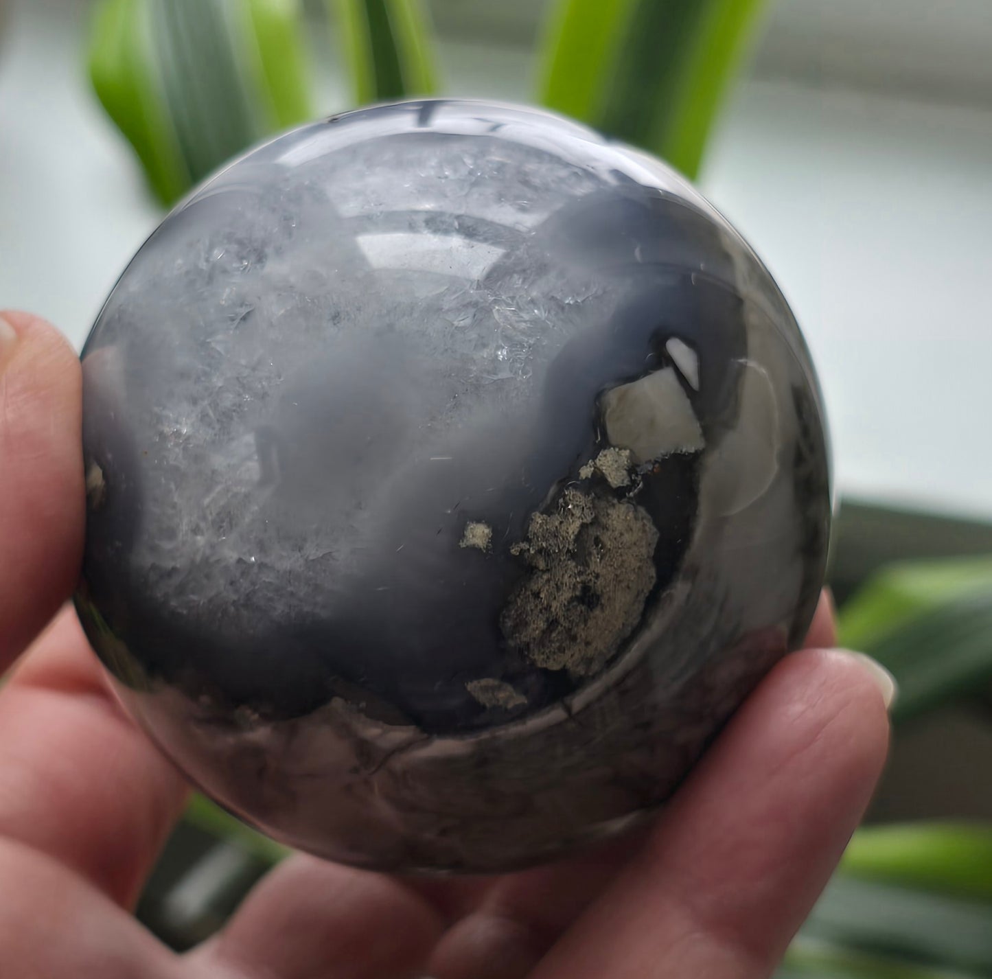 Natural Volcano Agate Crystal Sphere