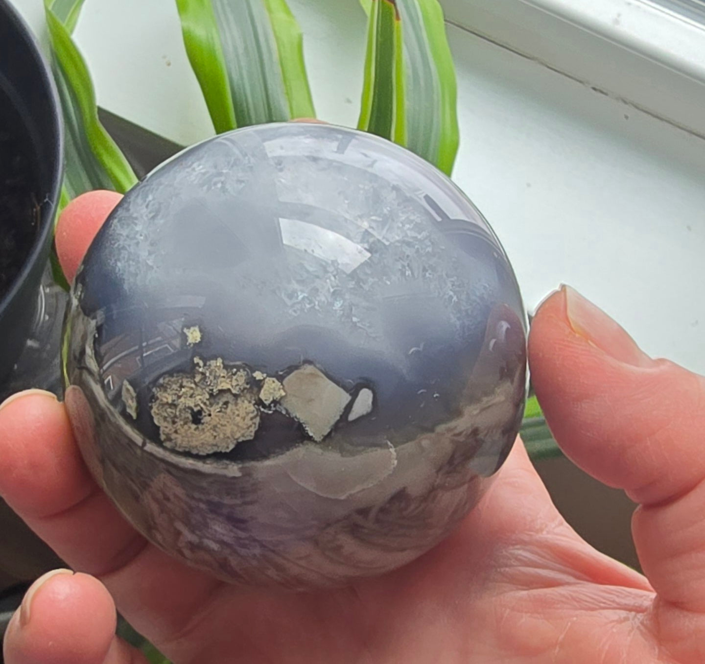 Natural Volcano Agate Crystal Sphere