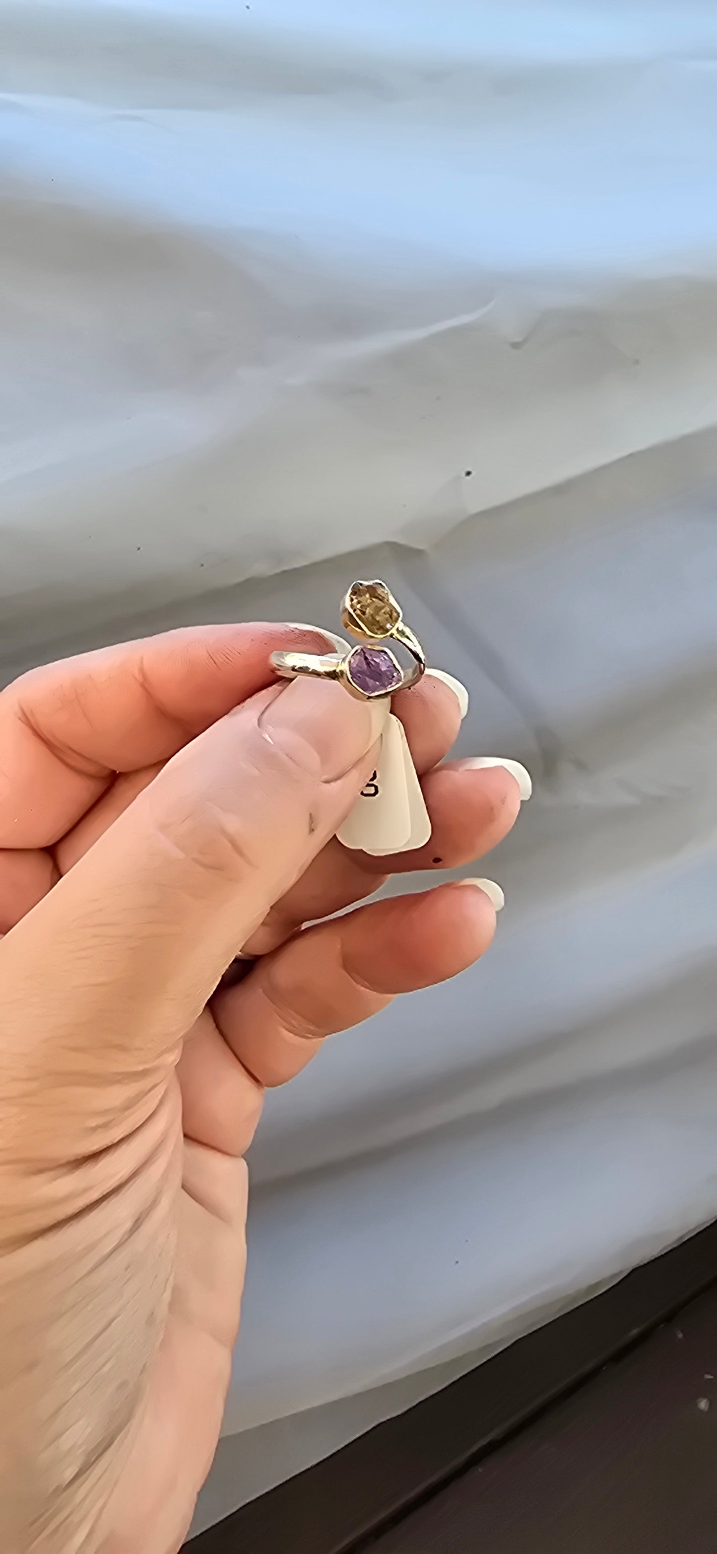 Amethyst and Citrine Adjustable ring