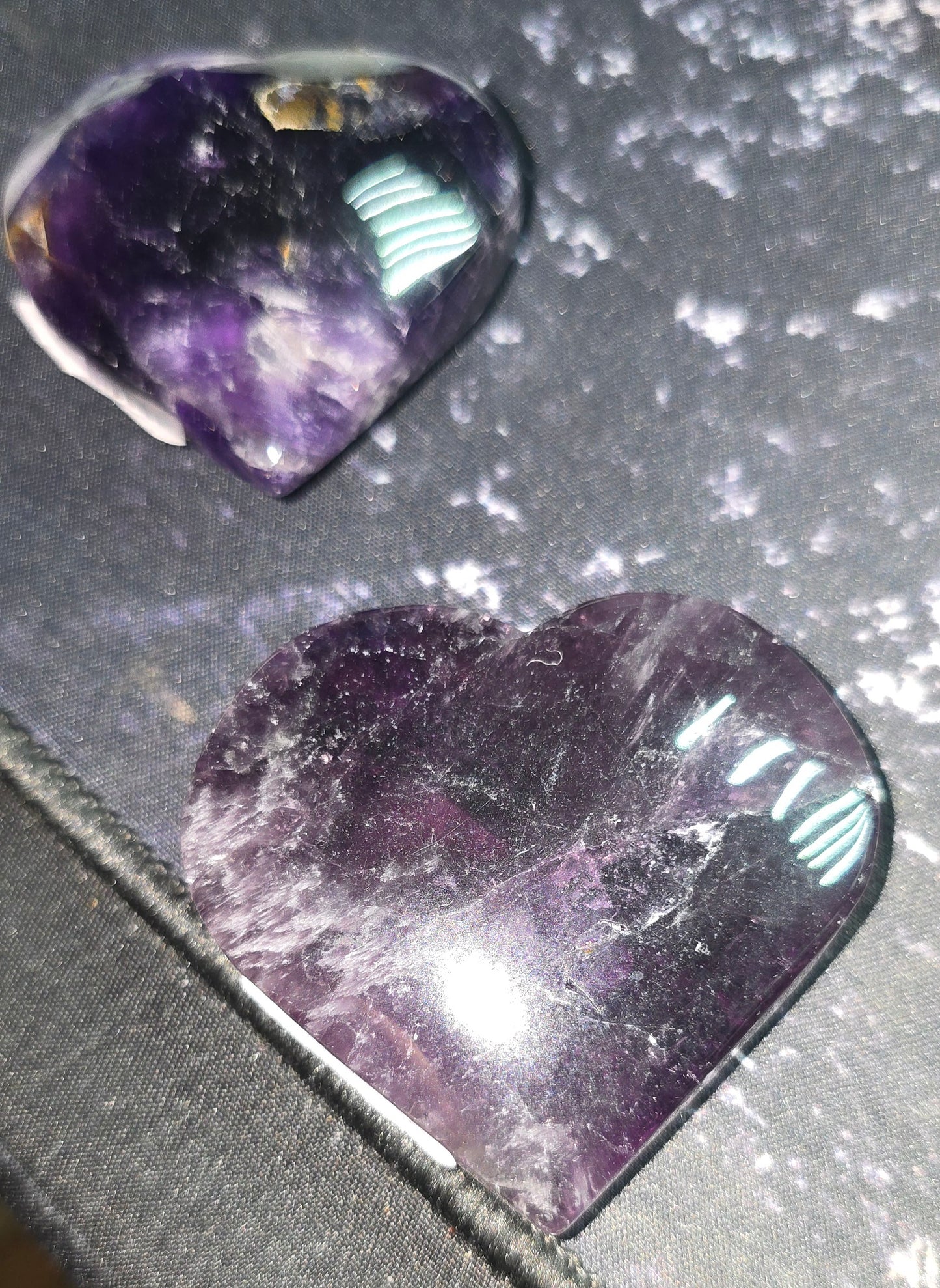 Purple Fluorite Heart Carvings – Natural Mineral Specimen