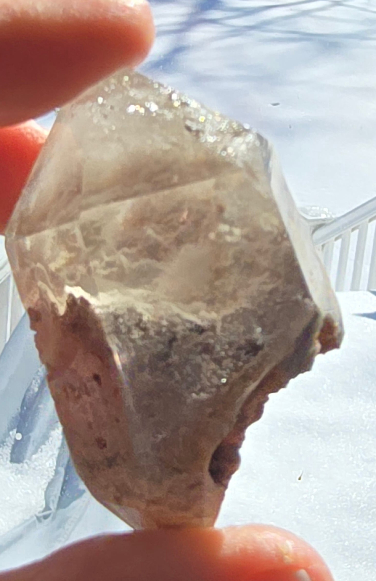 Unique Garden Quartz Free-Form Natural Lodolite Crystal with natural textures