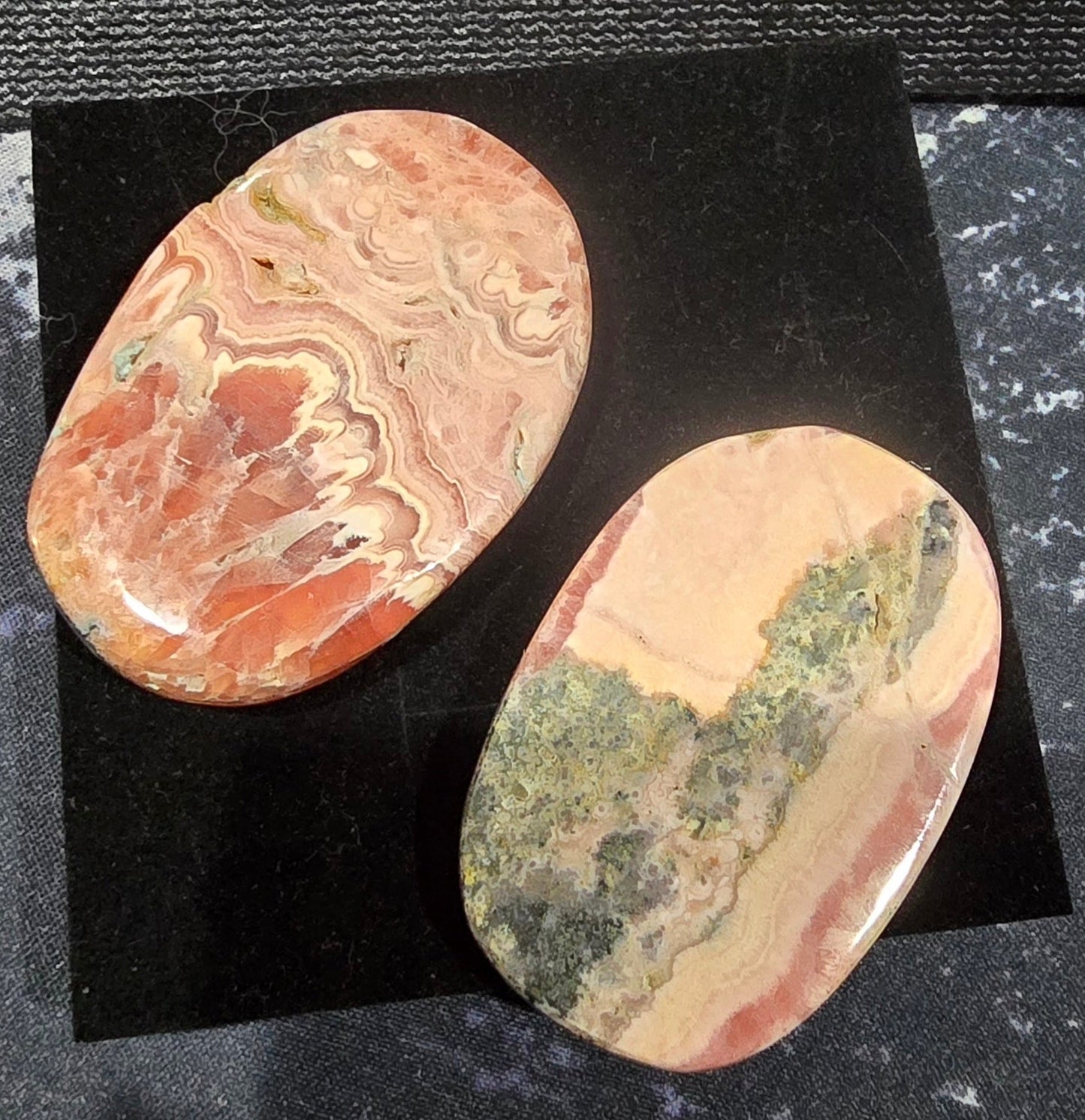 Rhodochrosite Palm Stones – Polished Natural Banded Crystal