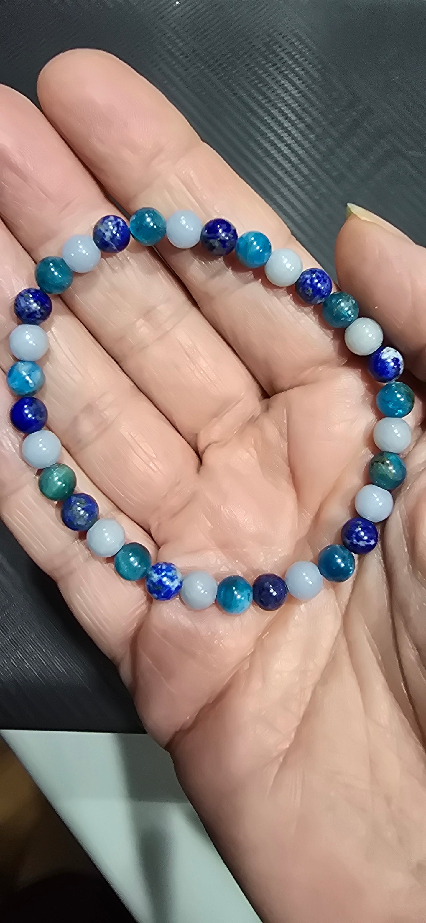 Angelite,Apatite,Lapis Lazuli  6mm Bracelet