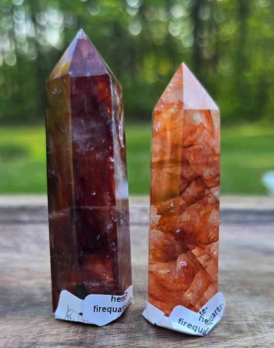 Hematite Fire Quartz Towers – Polished Natural Quartz